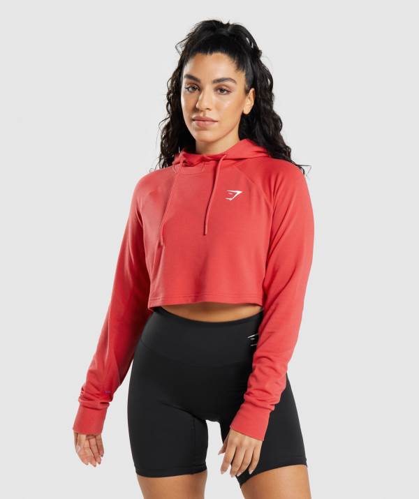 Damske Mikiny S Kapucňou Gymshark Training Cropped Červené | RJ4208315
